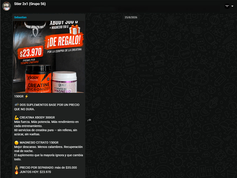 Una de las ofertas publicadas en el grupo VIP